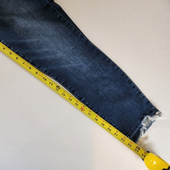 Gap True Skinny Sky High Ankle Jeans Hi Rise Raw Hem Frayed Stretchy Dark Wash - Picture 12 of 13